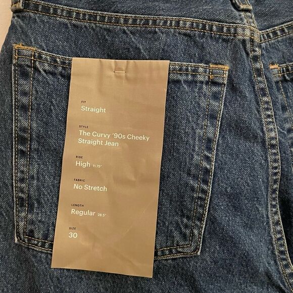 Everlane NWT Women’s Curvy High Rise Button Fly 90’s Cheeky Straight Jeans Sz 30 - Picture 6 of 13